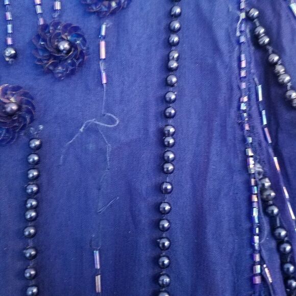 Vintage Mark & John II Pure Silk Intricately Beaded Blouse Made in India M - Picture 7 of 10